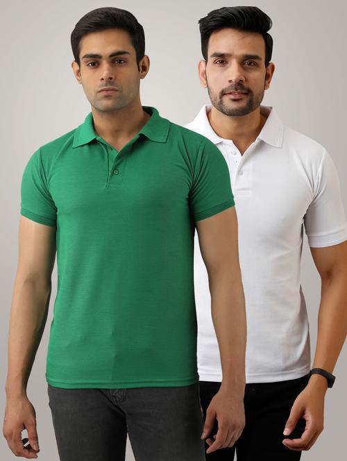 pack of 2 men's slim fit plain short sleeve polo t-shirts - 21581497 - Very Small Image - 1