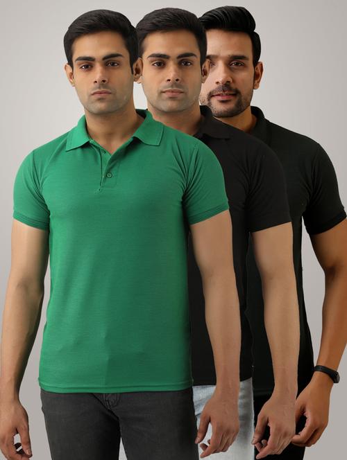 pack of 3 men's slim fit plain short sleeve polo t-shirts - 21581539 - Very Small Image - 1