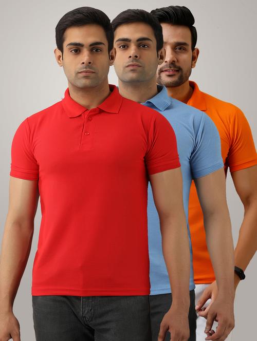 pack of 3 men's slim fit plain short sleeve polo t-shirts - 21581625 - Very Small Image - 1