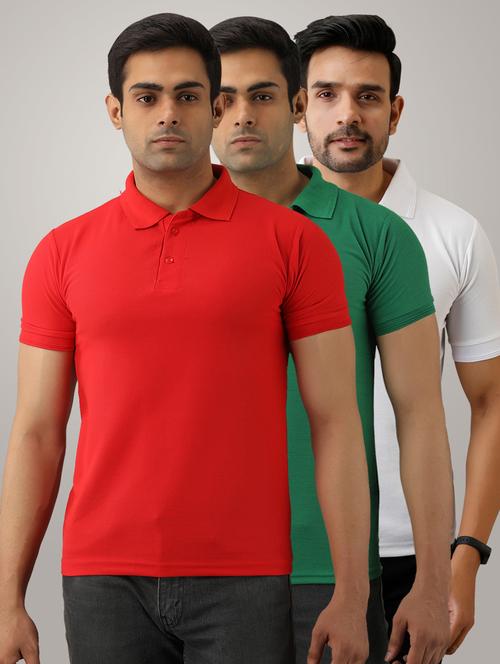 pack of 3 men's slim fit plain short sleeve polo t-shirts - 21581652 - Very Small Image - 1
