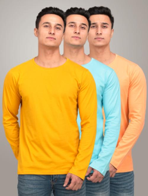 men pack of 3 solid slim fit long sleeves combo t-shirts - 21582099 - Very Small Image - 1