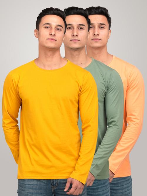 men pack of 3 solid slim fit long sleeves combo t-shirts - 21582112 - Very Small Image - 1