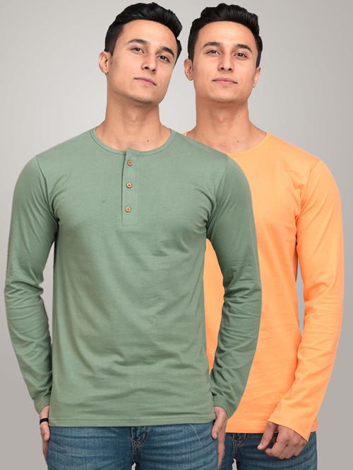 men pack of 2 solid slim fit long sleeves combo t-shirts - 21582133 - Very Small Image - 1