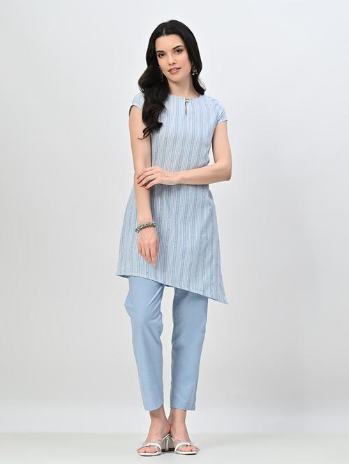 women stripes key hole neck kurta pant set - 21582193 - Very Small Image - 1