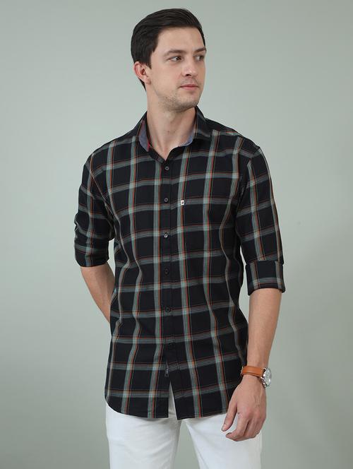men long sleeves checkered casual shirt - 21582399 - Very Small Image - 1
