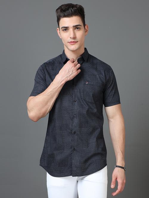 men short sleeves printed casual shirt - 21582479 - Very Small Image - 1