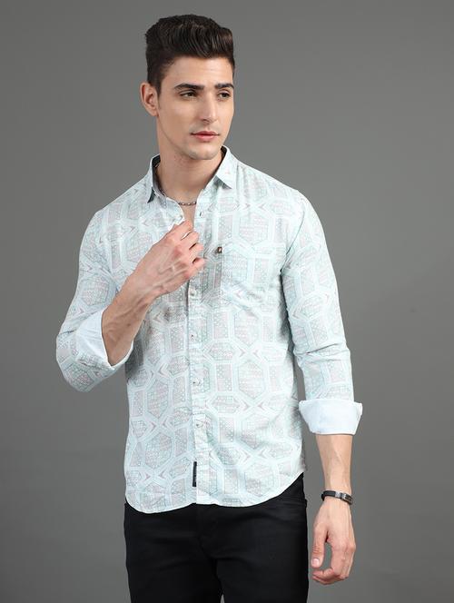 men long sleeves printed casual shirt - 21582561 - Very Small Image - 1