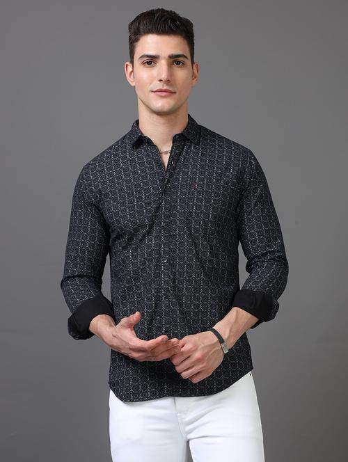 men long sleeves printed casual shirt - 21582602 - Very Small Image - 1