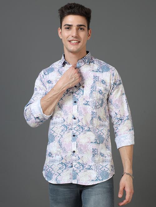 men long sleeves printed casual shirt - 21582612 - Very Small Image - 1