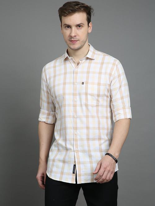 men checkered long sleeve casual shirt - 21582678 - Very Small Image - 1
