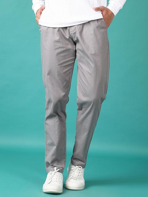 men grey solid mid rise full length casual trouser - 21582995 - Very Small Image - 1