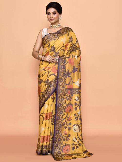 women floral handloom saree - 21583359 - Very Small Image - 1