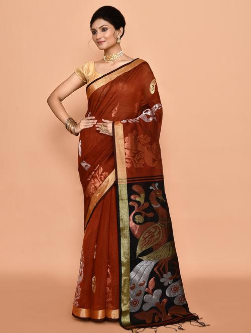 women self design handloom saree with blouse - 21583365 - Very Small Image - 1
