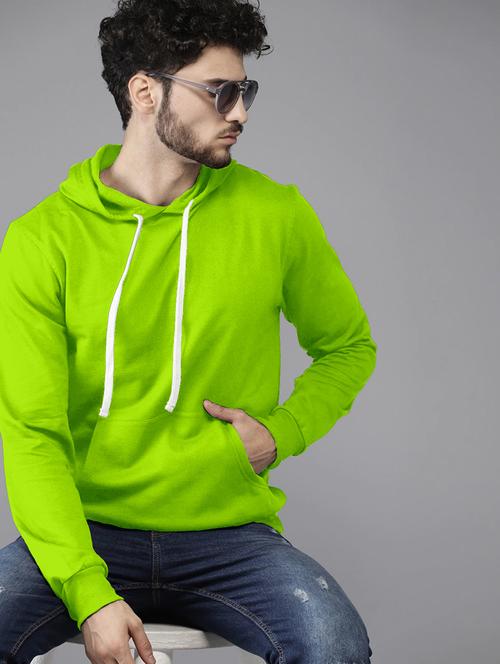 men solid long sleeve hooded sweatshirt - 21584140 - Very Small Image - 1