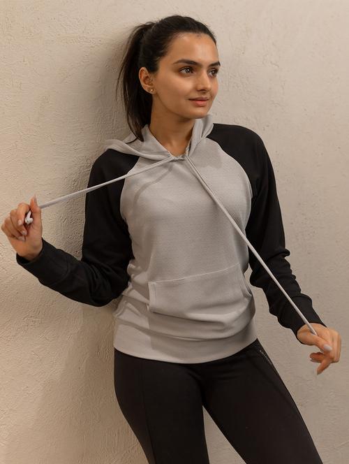 women color block hooded sweatshirt - 21584231 - Very Small Image - 1