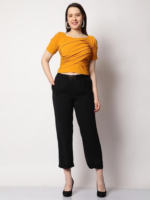 women mustard solid top and trouser co-ord set - 21584275 - Very Small Image - 1