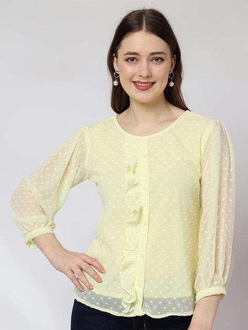 women yellow self-designed regular top - 21584338 - Very Small Image - 1