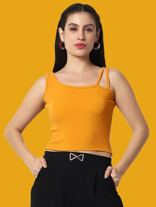 women solid asymmetric neck crop top - 21584395 - Very Small Image - 1