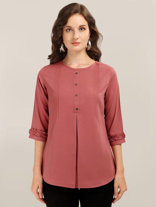 women solid round neck top - 21584465 - Very Small Image - 1