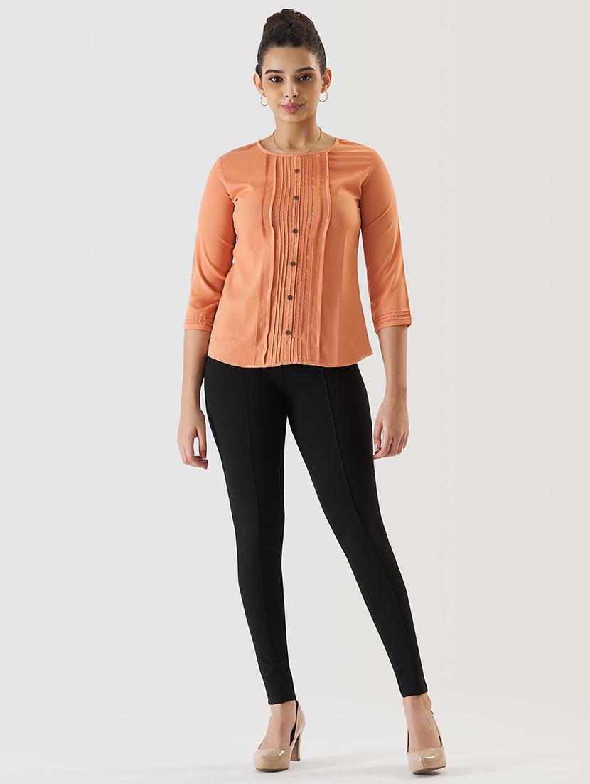 women solid three quarter sleeve regular top - 21584581 - Zoom Image - 4