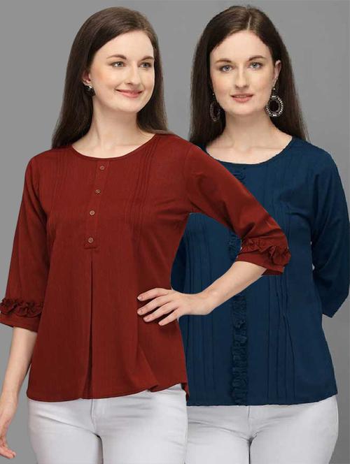 women pack of 2 solid regular top - 21584602 - Very Small Image - 1