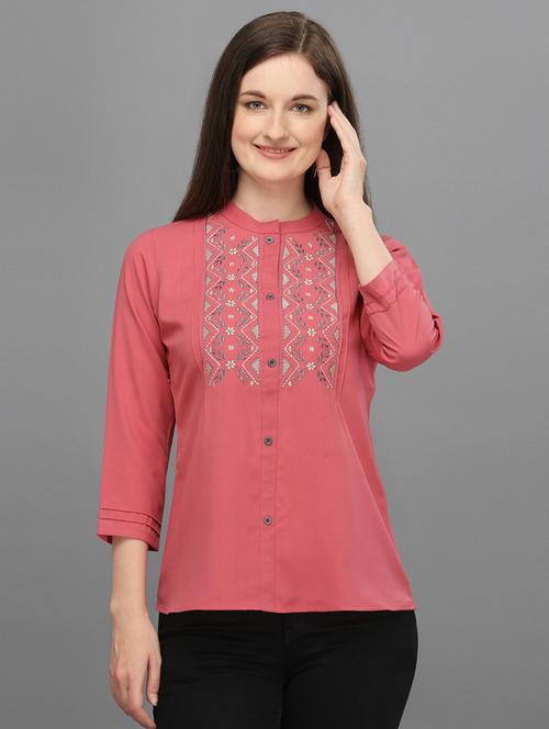 women embroidered three quarter sleeves top - 21584661 - Very Small Image - 1