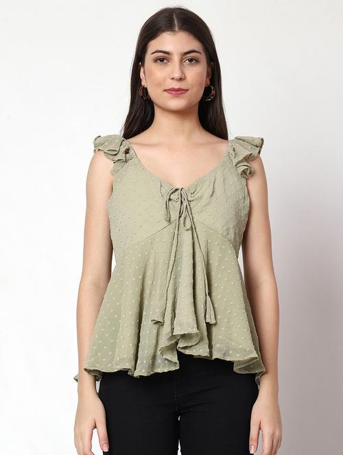 women self design sleeveless flared top - 21584702 - Very Small Image - 1