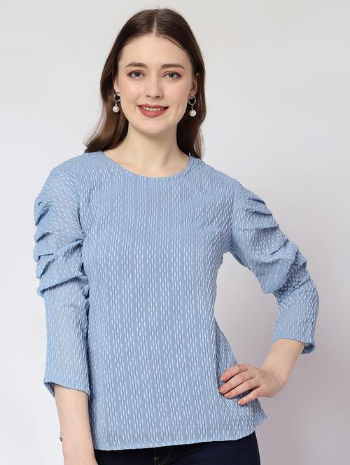 women self design three quarter sleeves top - 21584712 - Very Small Image - 1