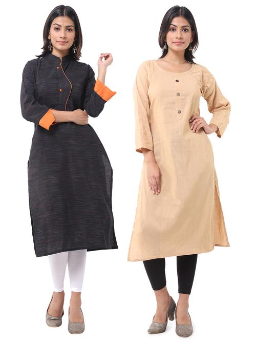 women pack of 2 solid straight kurta - 21585046 - Very Small Image - 1
