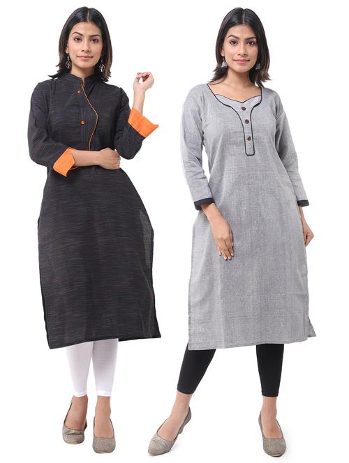 women pack of 2 solid straight kurta - 21585049 - Very Small Image - 1