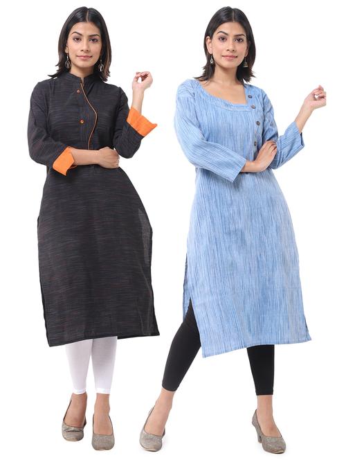 women pack of 2 solid straight kurta - 21585054 - Very Small Image - 1