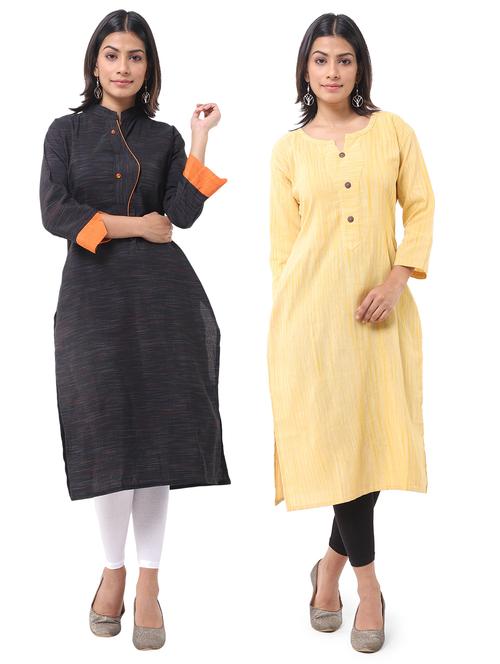 women pack of 2 solid straight kurta - 21585055 - Very Small Image - 1