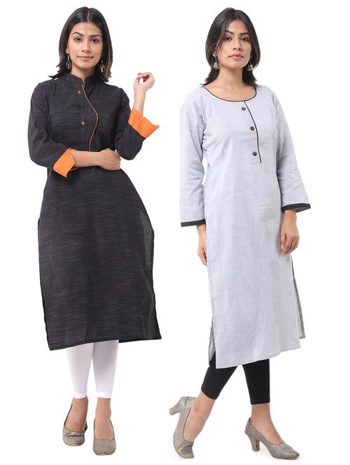 women pack of 2 solid straight kurta - 21585056 - Very Small Image - 1