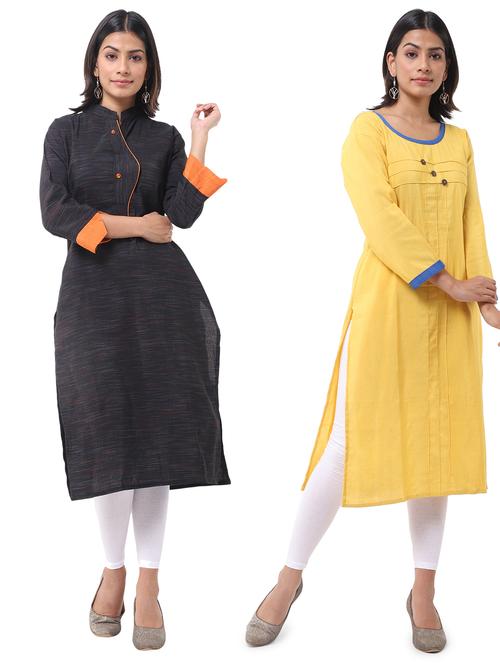 women pack of 2 solid straight kurta - 21585058 - Very Small Image - 1