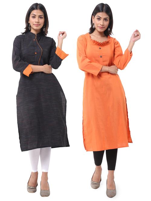women pack of 2 solid straight kurta - 21585060 - Very Small Image - 1