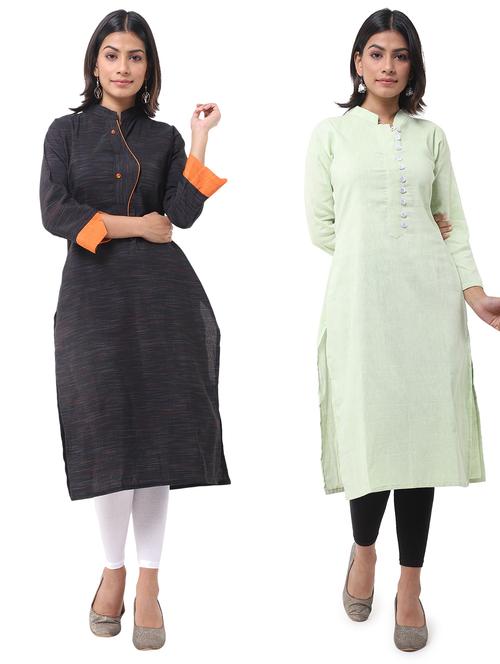 women pack of 2 solid straight kurta - 21585061 - Very Small Image - 1