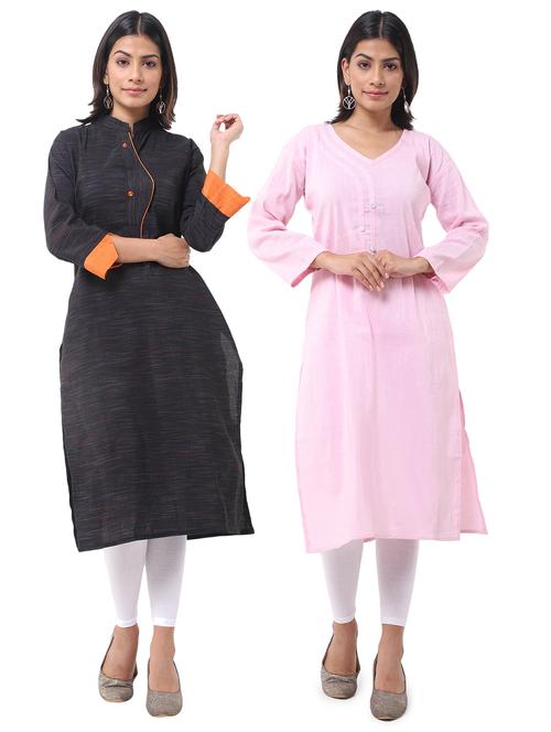 women pack of 2 solid straight kurta - 21585063 - Very Small Image - 1