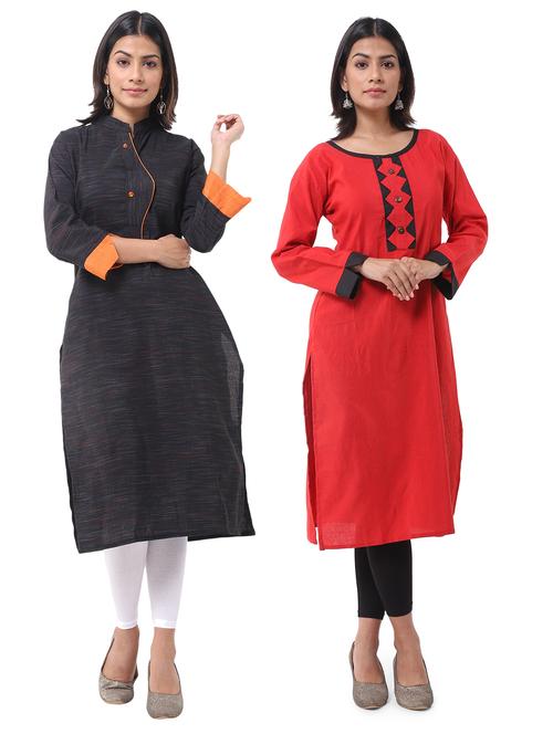 women pack of 2 solid straight kurta - 21585066 - Very Small Image - 1
