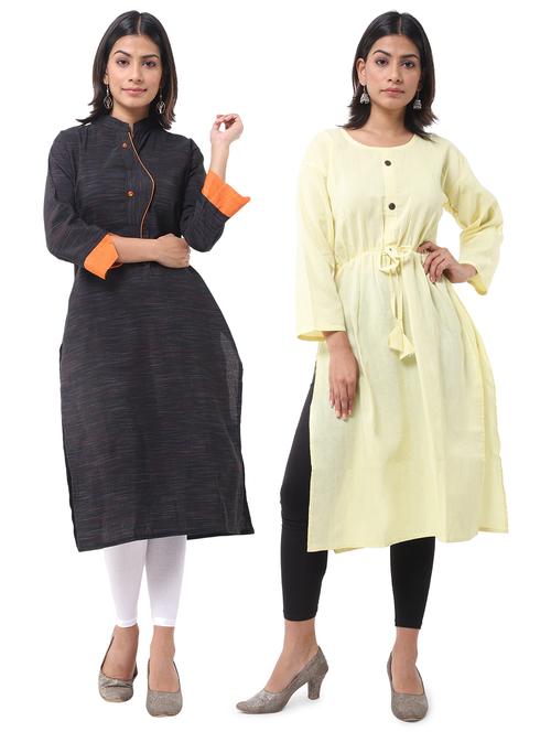 women pack of 2 solid straight kurta - 21585069 - Very Small Image - 1