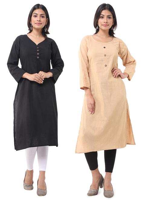 women pack of 2 solid straight kurta - 21585071 - Very Small Image - 1