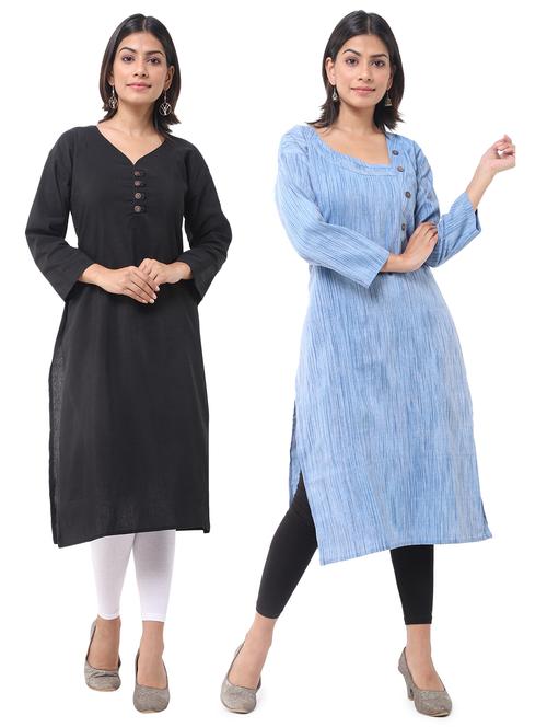 women pack of 2 solid straight kurta - 21585076 - Very Small Image - 1