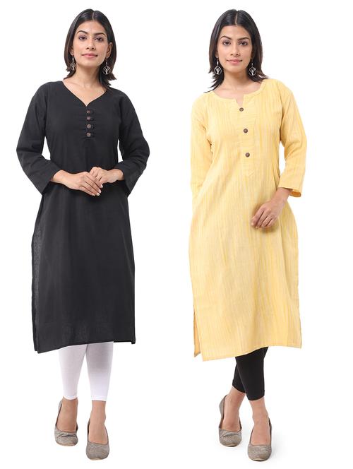 women pack of 2 solid straight kurta - 21585077 - Very Small Image - 1