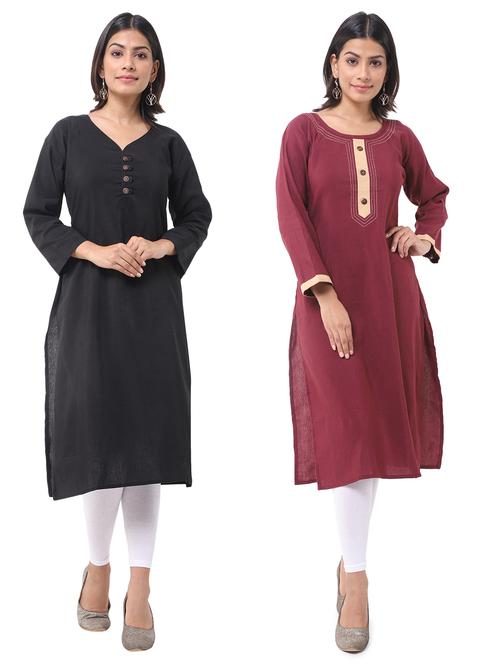 women pack of 2 solid straight kurta - 21585078 - Very Small Image - 1
