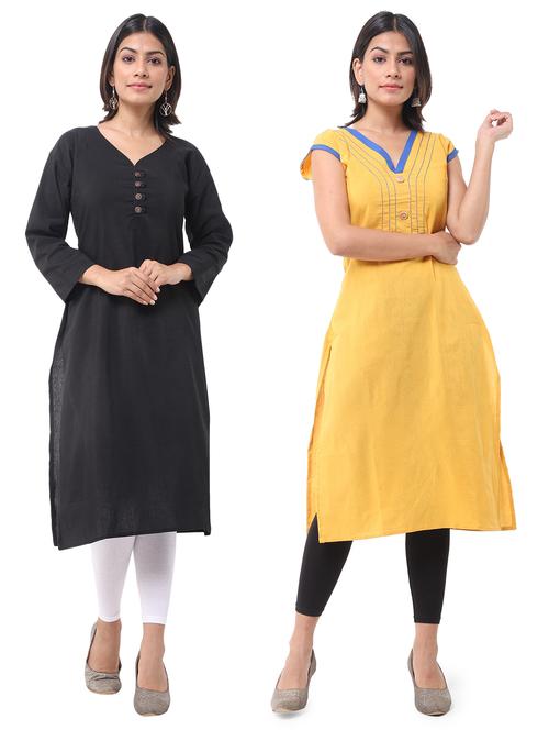 women pack of 2 solid straight kurta - 21585079 - Very Small Image - 1