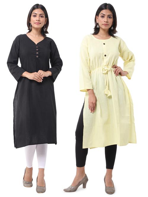 women pack of 2 solid straight kurta - 21585082 - Very Small Image - 1