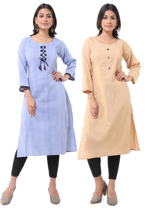 women pack of 2 solid straight kurta - 21585084 - Very Small Image - 1