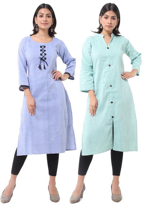 women pack of 2 solid straight kurta - 21585086 - Very Small Image - 1