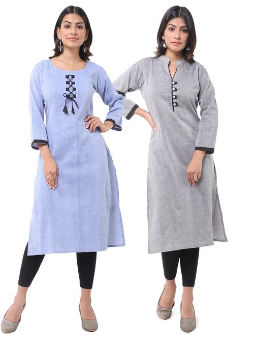 women pack of 2 solid straight kurta - 21585087 - Very Small Image - 1