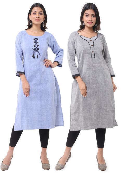 women pack of 2 solid straight kurta - 21585088 - Very Small Image - 1
