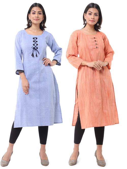 women pack of 2 solid straight kurta - 21585089 - Very Small Image - 1